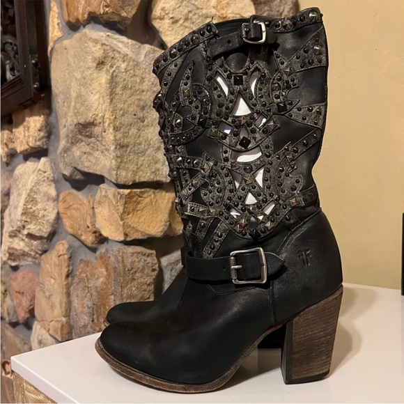 Frye Ilana Deco Studded Boots in Black - Picture 4 of 15